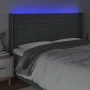 Cabecero con LED de tela gris oscuro 203x16x118/128 cm de , Cabeceros y pies de cama - Ref: Foro24-3124211, Precio: 128,27 €,...