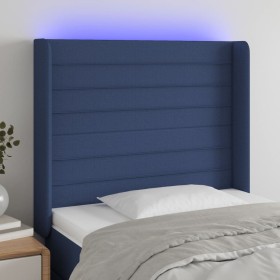 Blue fabric headboard with LED 93x16x118/128 cm by , Headboards and footboards - Ref: Foro24-3124176, Price: 79,71 €, Discoun...