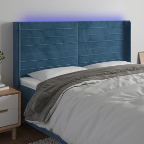 LED-Kopfteil aus dunkelblauem Samt, 203 x 16 x 118/128 cm von , Kopf- und Fußteile - Ref: Foro24-3124258, Preis: 125,62 €, Ra...