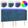Dark blue velvet LED headboard 203x16x118/128 cm by , Headboards and footboards - Ref: Foro24-3124258, Price: 123,89 €, Disco...
