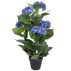 Planta artificial hortensia con macetero 60 cm azul