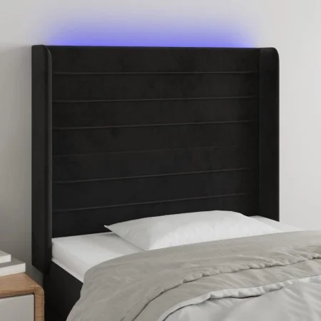 Kopfteil aus schwarzem Samt mit LED 103x16x118/128 cm von , Kopf- und Fußteile - Ref: Foro24-3124232, Preis: 73,53 €, Rabatt: %