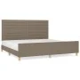 Bed frame with headboard in taupe gray fabric 200x200 cm by , Beds and slatted bases - Ref: Foro24-3125166, Price: 233,82 €, ...
