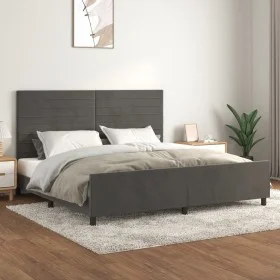 Dark gray velvet bed frame with headboard 200x200 cm by , Beds and slatted bases - Ref: Foro24-3125837, Price: 214,17 €, Disc...