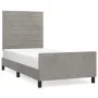 Light gray velvet bed frame with headboard 100x200cm by , Beds and slatted bases - Ref: Foro24-3125800, Price: 128,78 €, Disc...