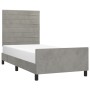 Light gray velvet bed frame with headboard 100x200cm by , Beds and slatted bases - Ref: Foro24-3125800, Price: 130,58 €, Disc...