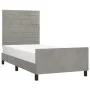 Light gray velvet bed frame with headboard 100x200cm by , Beds and slatted bases - Ref: Foro24-3125800, Price: 128,78 €, Disc...