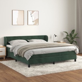 Cama box spring con colchón terciopelo verde oscuro 180x200 cm