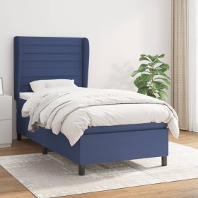 Cama box spring con colchón tela azul 90x200 cm de , Camas y somieres - Ref: Foro24-3128019, Precio: 358,22 €, Descuento: %