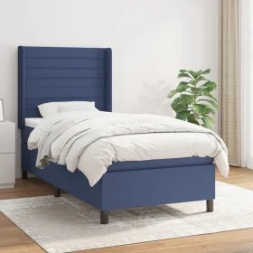 Box spring bed with blue fabric mattress 90x200 cm by , Beds and slatted bases - Ref: Foro24-3131487, Price: 348,31 €, Discou...