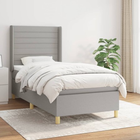 Boxspringbett mit hellgrauer Stoffmatratze 90x190 cm von , Betten und Lattenroste - Ref: Foro24-3132033, Preis: 329,71 €, Rab...