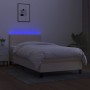 Box spring bed mattress and LED lights cream fabric 90x200 cm by , Beds and slatted bases - Ref: Foro24-3133130, Price: 286,6...