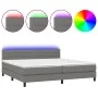 Box spring bed mattress and LED lights light gray fabric 200x200 cm by , Beds and slatted bases - Ref: Foro24-3133262, Price:...