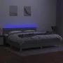 Box spring bed with fabric mattress and light gray LED 200x200 cm by , Beds and slatted bases - Ref: Foro24-3133821, Price: 5...