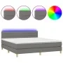 Box spring bed with mattress and LED dark gray fabric 180x200 cm by , Beds and slatted bases - Ref: Foro24-3133814, Price: 57...