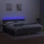 Box spring bed with mattress and LED dark gray fabric 180x200 cm by , Beds and slatted bases - Ref: Foro24-3133814, Price: 57...