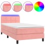 Boxspringbett mit Matratze und LED-Rosa-Samt 90x190 cm von , Betten und Lattenroste - Ref: Foro24-3134380, Preis: 324,68 €, R...