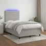 Box spring bed with fabric mattress and light gray LED 120x200 cm by , Beds and slatted bases - Ref: Foro24-3134941, Price: 4...