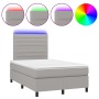 Box spring bed with fabric mattress and light gray LED 120x200 cm by , Beds and slatted bases - Ref: Foro24-3134941, Price: 4...