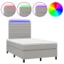 Box spring bed with fabric mattress and light gray LED 120x200 cm by , Beds and slatted bases - Ref: Foro24-3134941, Price: 4...