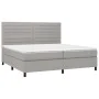 Box spring bed with fabric mattress and light gray LED 200x200 cm by , Beds and slatted bases - Ref: Foro24-3134981, Price: 6...