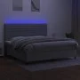 Cama box spring con colchón tela y LED gris claro 200x200 cm de , Camas y somieres - Ref: Foro24-3134981, Precio: 680,08 €, D...