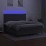 Box spring bed mattress and LED lights dark gray fabric 180x200 cm by , Beds and slatted bases - Ref: Foro24-3134974, Price: ...