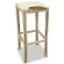 Taburete de cocina de cuero auténtico y madera de teca maciza de vidaXL, Taburetes de cocina - Ref: Foro24-244544, Precio: 12...