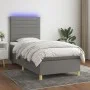 Box spring bed mattress and LED lights dark gray fabric 100x200 cm by , Beds and slatted bases - Ref: Foro24-3135494, Price: ...