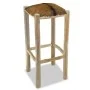 Taburete de cocina de cuero auténtico y madera de teca maciza de vidaXL, Taburetes de cocina - Ref: Foro24-244544, Precio: 12...