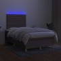 Cama box spring con colchón y LED tela gris taupe 120x200 cm