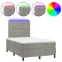 Box spring bed with mattress and LED light gray velvet 120x200 cm by , Beds and slatted bases - Ref: Foro24-3136173, Price: 4...
