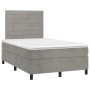 Box spring bed with mattress and LED light gray velvet 120x200 cm by , Beds and slatted bases - Ref: Foro24-3136173, Price: 4...