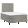 Box spring bed with mattress and LED light gray velvet 120x200 cm by , Beds and slatted bases - Ref: Foro24-3136173, Price: 4...