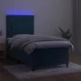 Boxspringbett mit Matratze und LED dunkelblauem Samt 100x200 cm von , Betten und Lattenroste - Ref: Foro24-3136171, Preis: 33...
