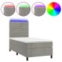 Box spring bed with mattress and LED light gray velvet 100x200 cm by , Beds and slatted bases - Ref: Foro24-3136167, Price: 3...