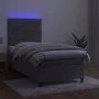 Box spring bed with mattress and LED light gray velvet 100x200 cm by , Beds and slatted bases - Ref: Foro24-3136167, Price: 3...