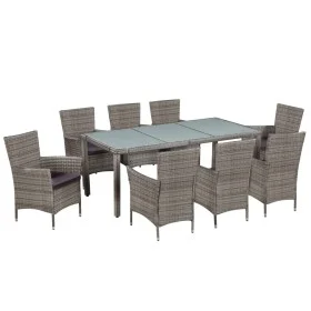 9-piece garden dining set with gray synthetic rattan cushions by vidaXL, Garden sets - Ref: Foro24-44070, Price: 882,03 €, Di...