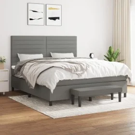 Box spring bed with dark gray fabric mattress 180x200 cm by , Beds and slatted bases - Ref: Foro24-3136694, Price: 645,58 €, ...