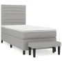Box spring bed with light gray fabric mattress 90x190 cm by , Beds and slatted bases - Ref: Foro24-3136637, Price: 341,52 €, ...