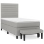 Cama box spring con colchón tela gris claro 90x190 cm de , Camas y somieres - Ref: Foro24-3136637, Precio: 348,88 €, Descuent...