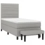 Box spring bed with light gray fabric mattress 90x190 cm by , Beds and slatted bases - Ref: Foro24-3136637, Price: 341,52 €, ...