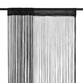 Cortinas de flecos 2 piezas 100x250 cm negras de vidaXL, Cortinas y visillos - Ref: Foro24-132400, Precio: 22,45 €, Descuento: %