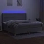 Box spring bed with fabric mattress and light gray LED 200x200 cm by , Beds and slatted bases - Ref: Foro24-3138981, Price: 6...