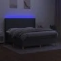 Box spring bed mattress and LED lights dark gray fabric 180x200 cm by , Beds and slatted bases - Ref: Foro24-3138974, Price: ...