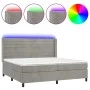 Cama box spring colchón y LED terciopelo gris claro 200x200 cm de , Camas y somieres - Ref: Foro24-3139643, Precio: 608,25 €,...