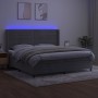 Box spring bed with mattress and LED light gray velvet 200x200 cm by , Beds and slatted bases - Ref: Foro24-3139643, Price: 6...