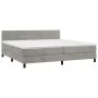 Box spring bed with light gray velvet mattress 200x200 cm by , Beds and slatted bases - Ref: Foro24-3141383, Price: 521,01 €,...