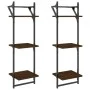 Wall shelves 3 levels bars 2 units brown oak 30x25x100 cm by , Shelves and shelves - Ref: Foro24-836262, Price: 27,33 €, Disc...
