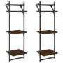 Wandregale mit 3 Ebenen, Stangen, 2 Stück, braune Eiche, 30 x 25 x 100 cm von , Regale und Regale - Ref: Foro24-836262, Preis...